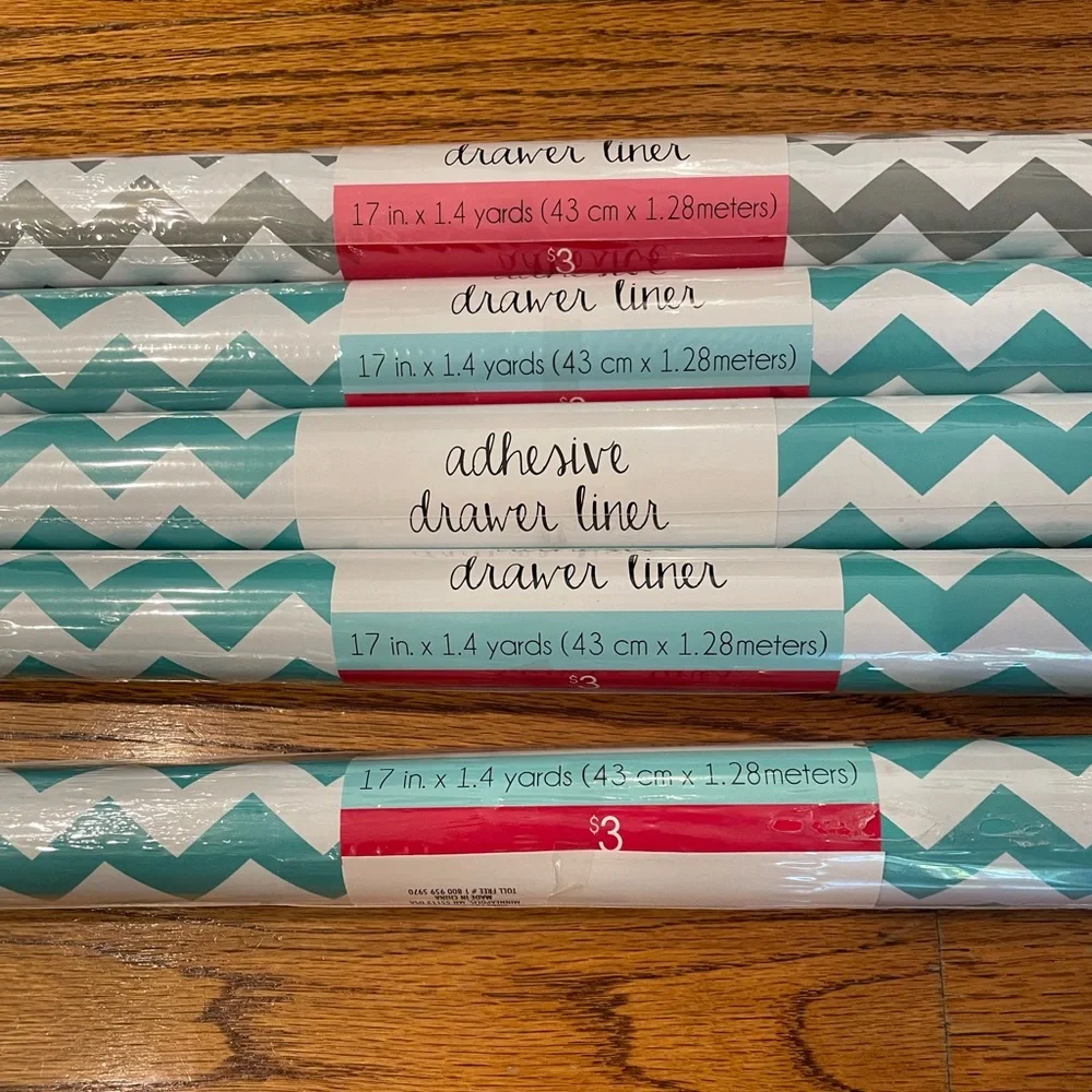 5 Adhesive Drawer Liner Packages Chevron Pattern